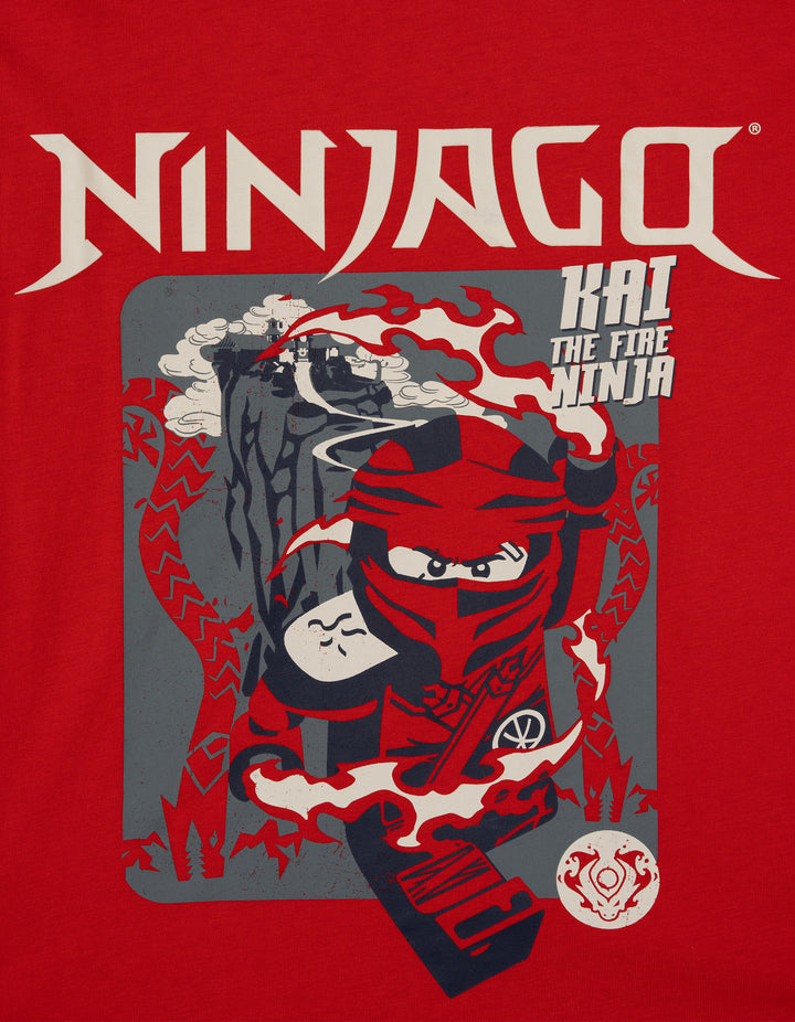 LEGO Ninjago Boys' Short Sleeve T-Shirt Red Fire Ninja Kai