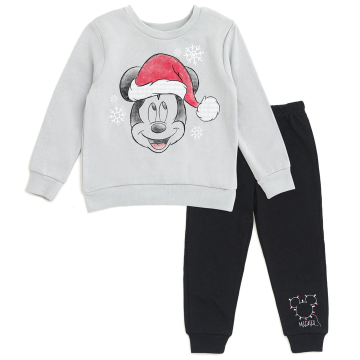 Disney Mickey Mouse Boys' Holiday 2-Piece Fleece Sweatshirt and Pants Set Grey