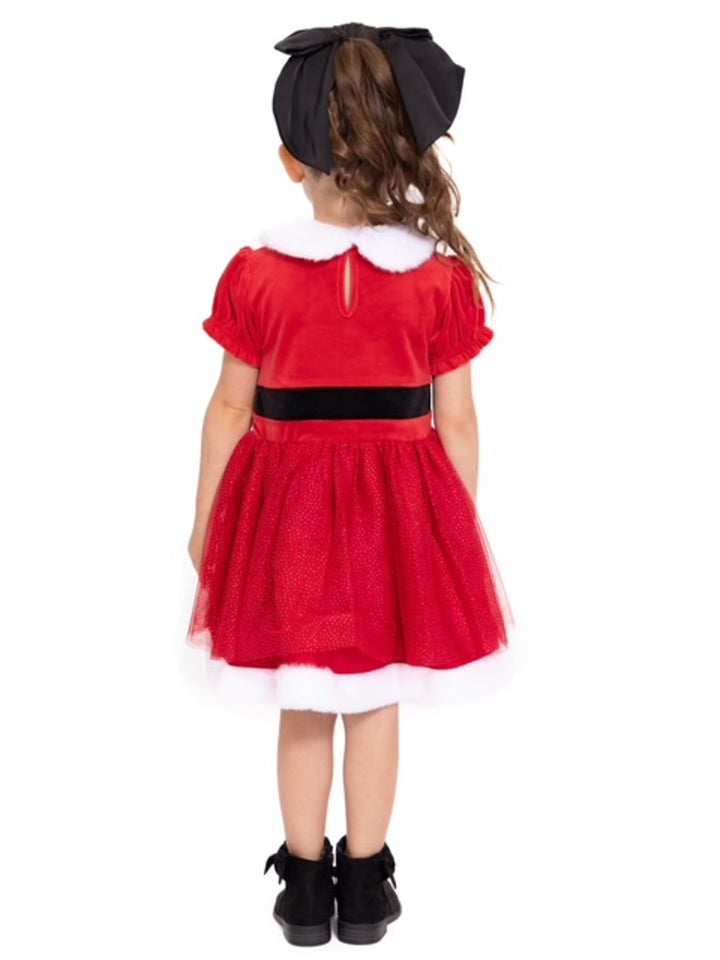 imagikids Girls' Holiday Short Sleeve Tulle Dress Red and White