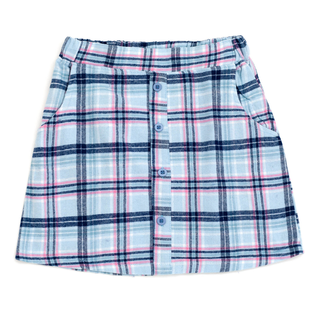 Lilo & Stitch Girls' 2-Piece T-Shirt and Plaid Skirt Set Blue Angel