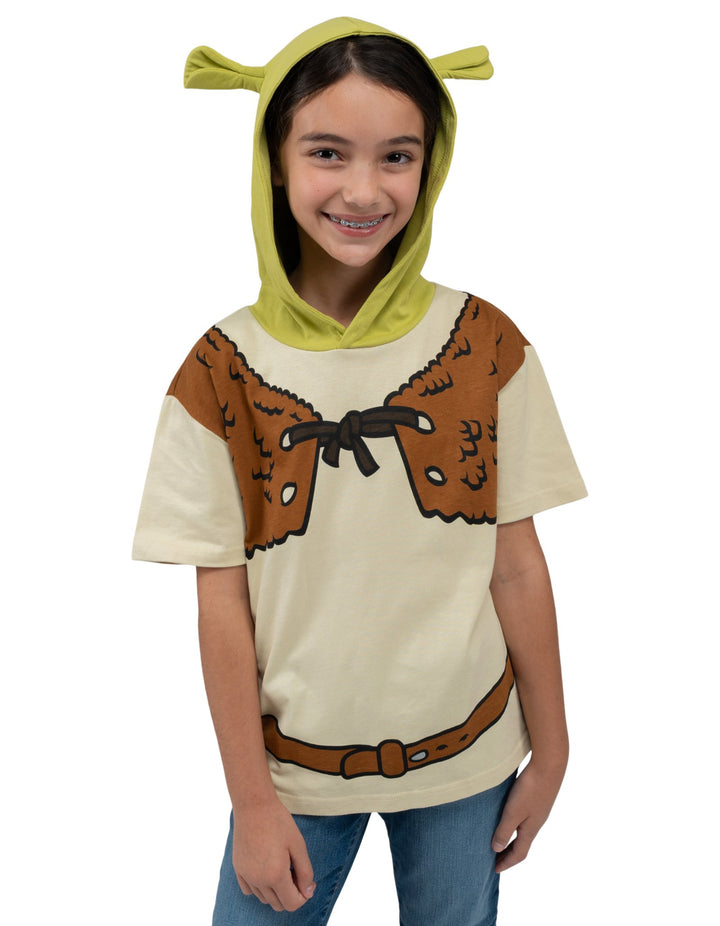 Shrek Cosplay Hooded T-Shirt Green Tan
