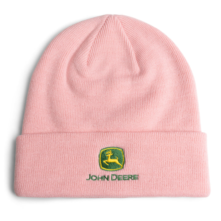 John Deere Women's Knit Beanie Hat Rose Pink