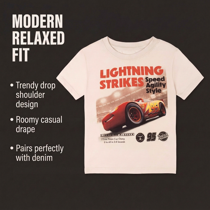 Cars Lightning McQueen Boys' Short Sleeve T-Shirt Sandshell Wash