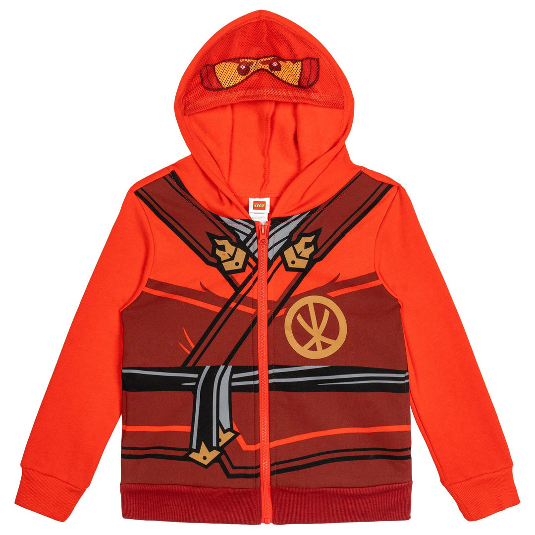 LEGO Ninjago Boys' Cosplay Fleece Zip-Up Hoodie Ninja Kai Red