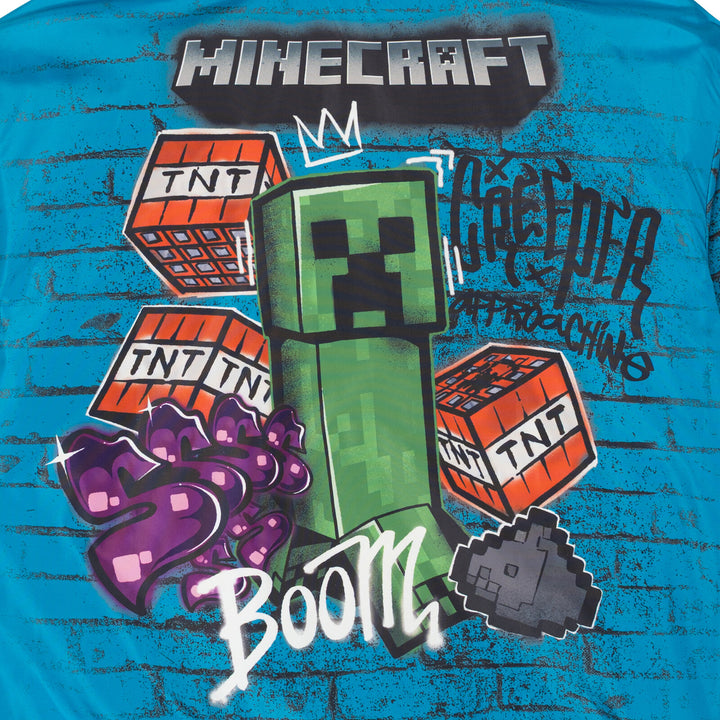 Minecraft Boys' Varsity Bomber Jacket Teal Black
