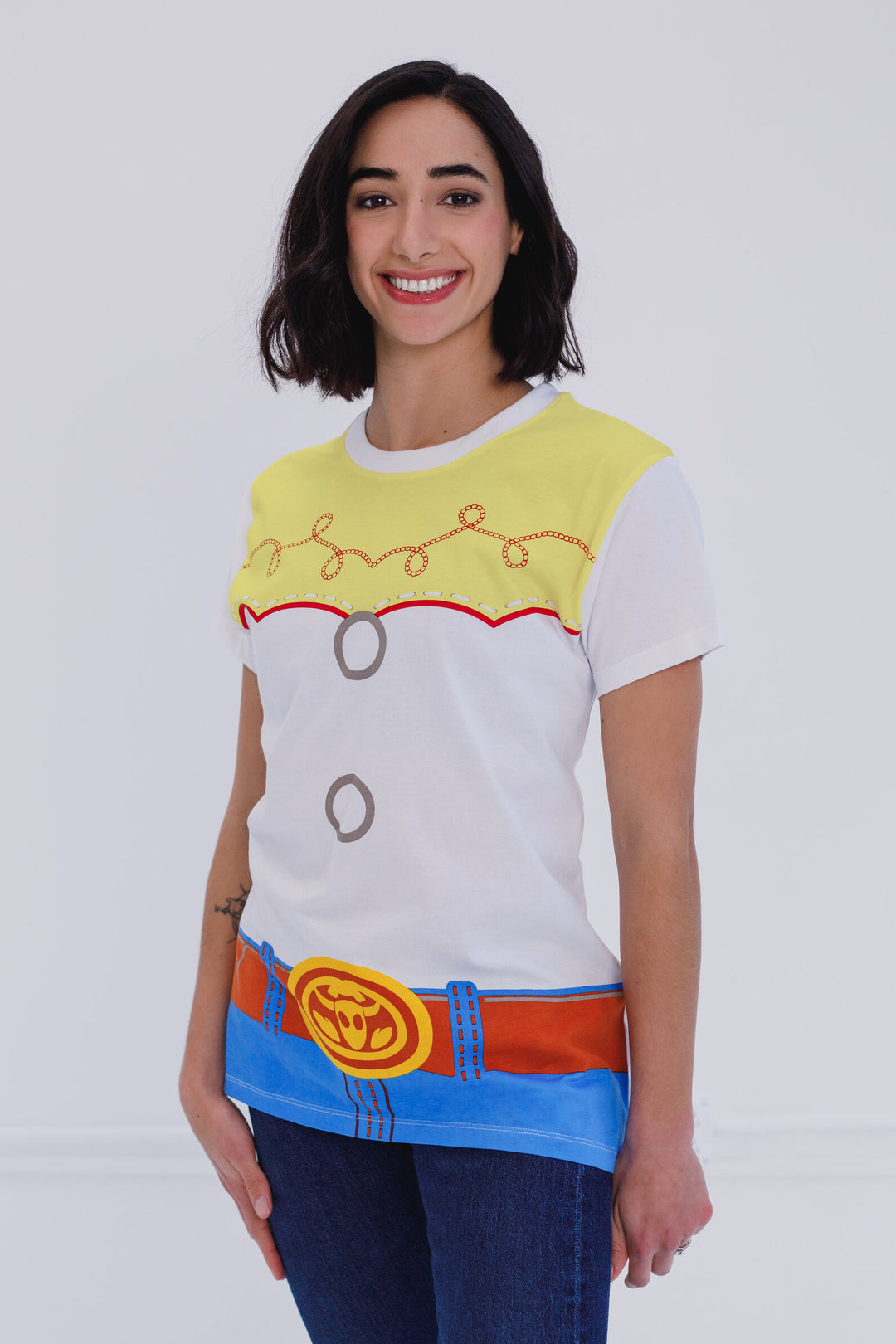 Disney Toy Story Matching Family Cosplay Short Sleeve T-Shirt Jessie White Blue