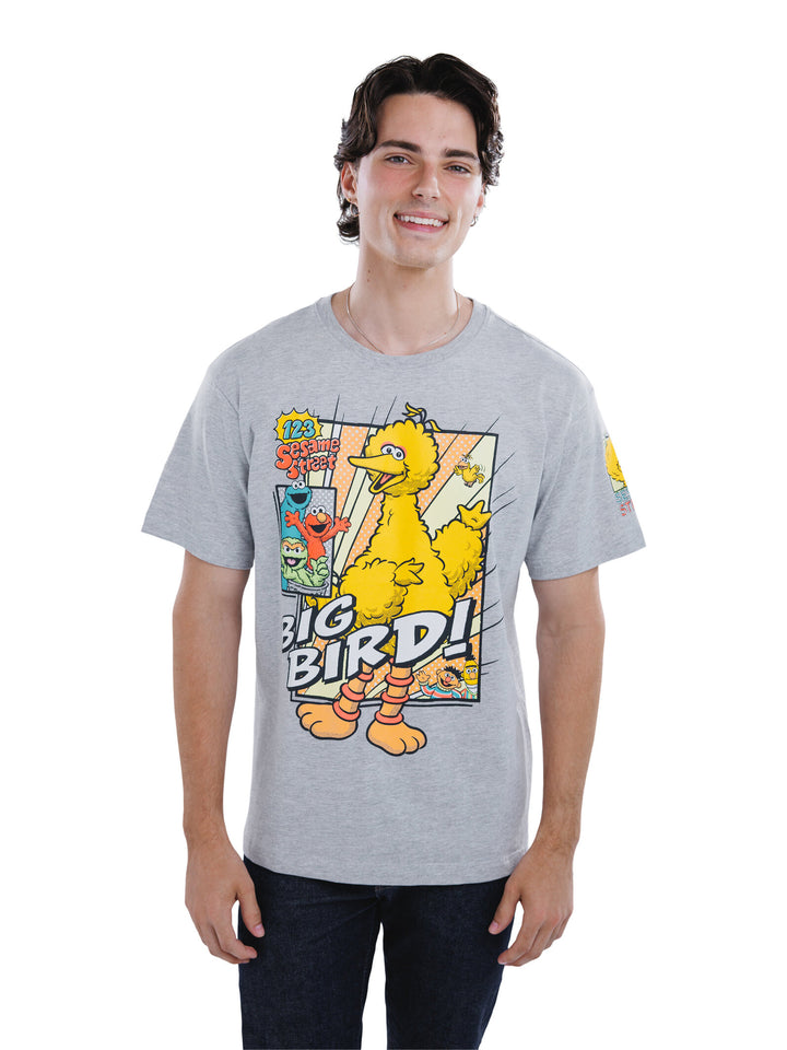 Sesame Street Big Bird Crewneck Short Sleeve T-Shirt Heather Grey