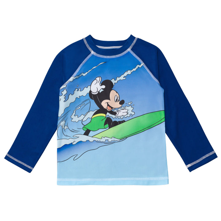 Disney Mickey Mouse 2-Piece Swimwear Rash Guard and Swim Trunks Set Surf Navy