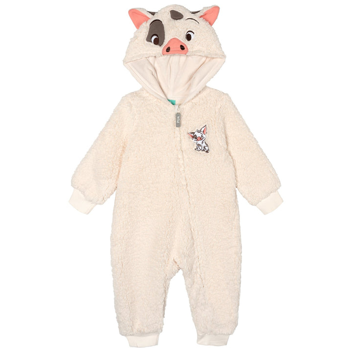 Moana Pua Baby Cosplay Fleece Hooded Jumpsuit Tusk