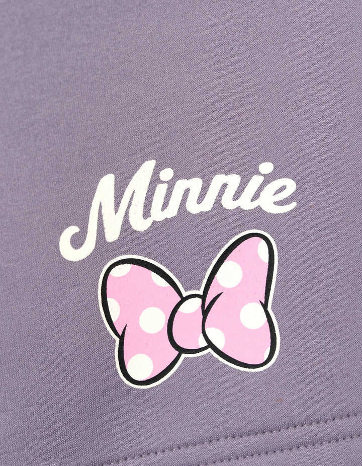 Minnie Mouse Girls' Quarter-Zip Sweatshirt and Wide-Leg Pants Set Dusk Purple