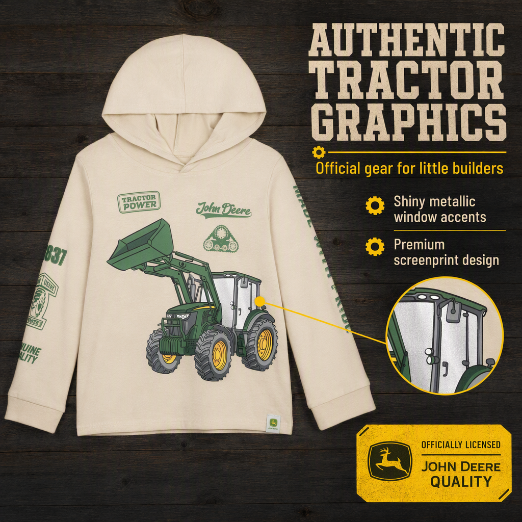 John Deere Boys' Pullover Hoodie Khaki