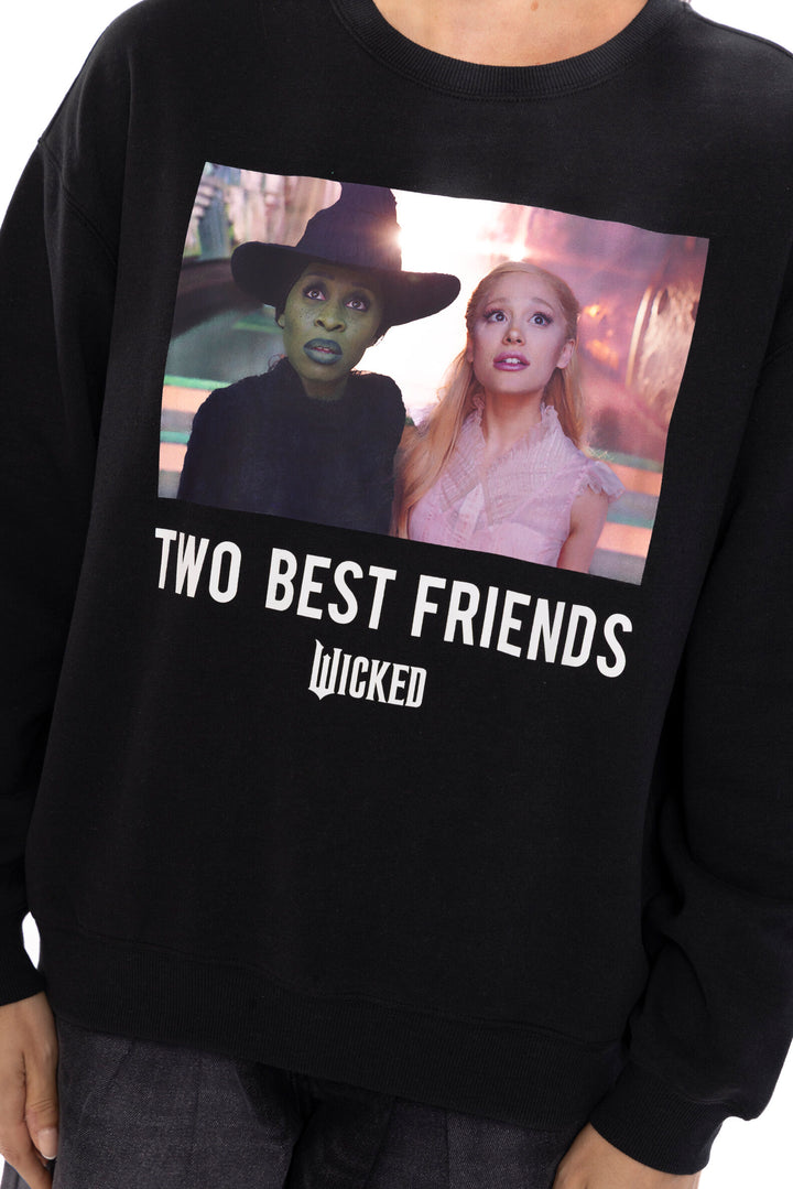 Wicked Women's Fleece Crewneck Pullover Elphaba Glinda Black