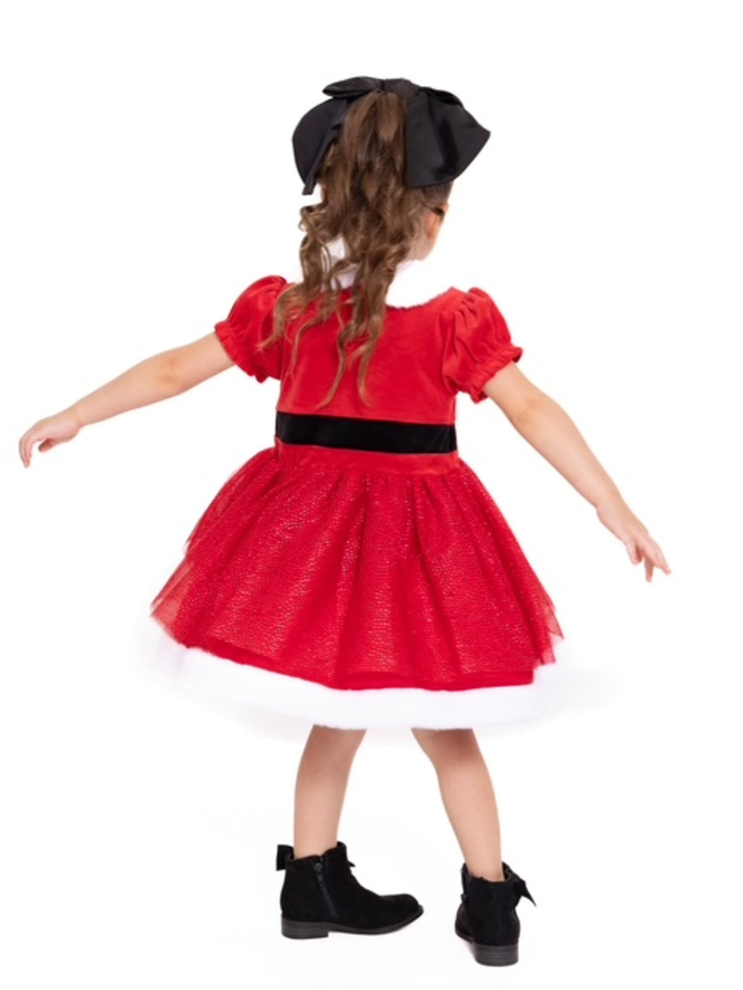 imagikids Girls' Holiday Short Sleeve Tulle Dress Red and White
