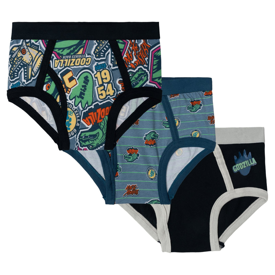 Godzilla Boys' 3-Pack Underwear Briefs Blue Grey Slate