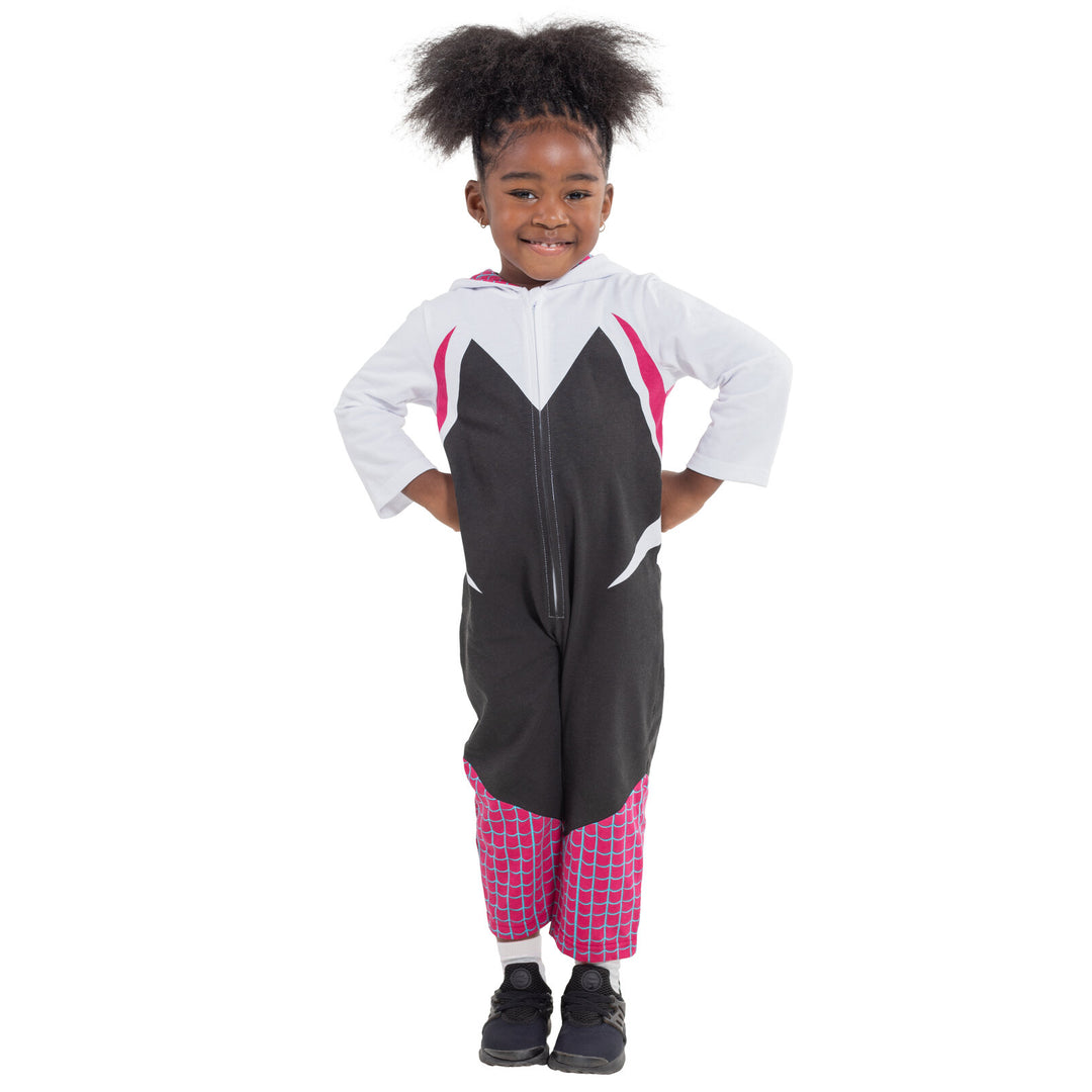 Marvel Spider-Man Girls' Cosplay Hooded One Piece White Ghost