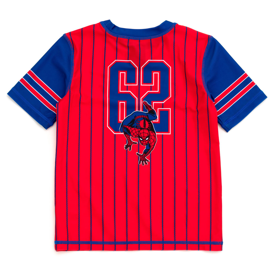 Marvel Spider-Man Boys' 2-Piece Rash Guard and Swim Trunks Set Sport Navy