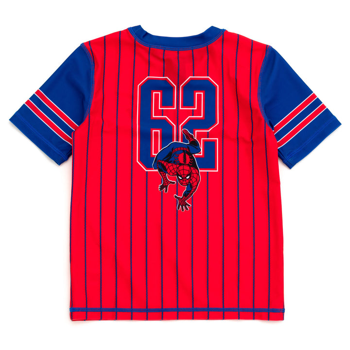 Marvel Spider-Man Boys' 2-Piece Rash Guard and Swim Trunks Set Sport Navy