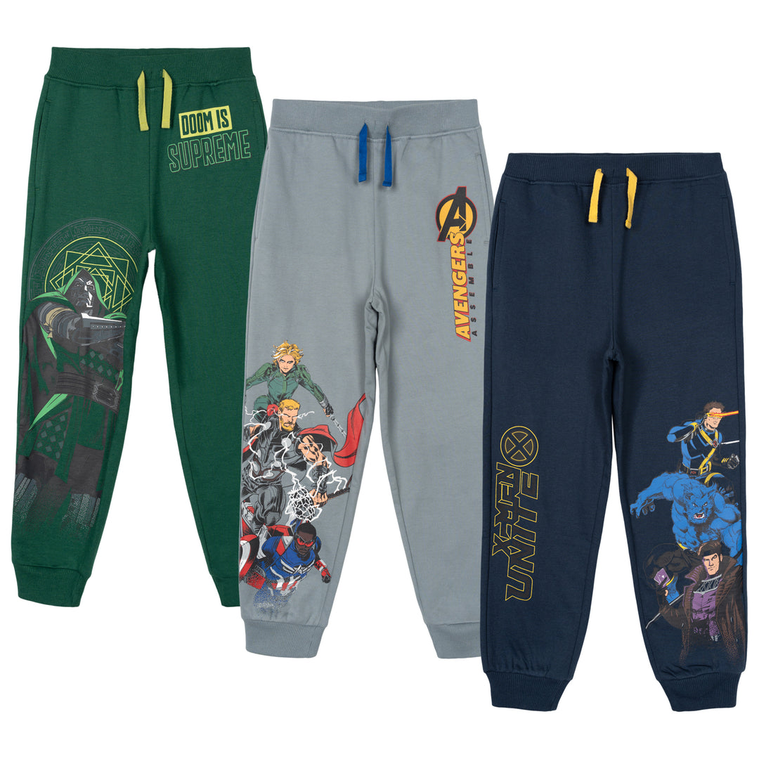Avengers Marvel Comics Boys' Fleece Jogger Pants Grey Navy Green