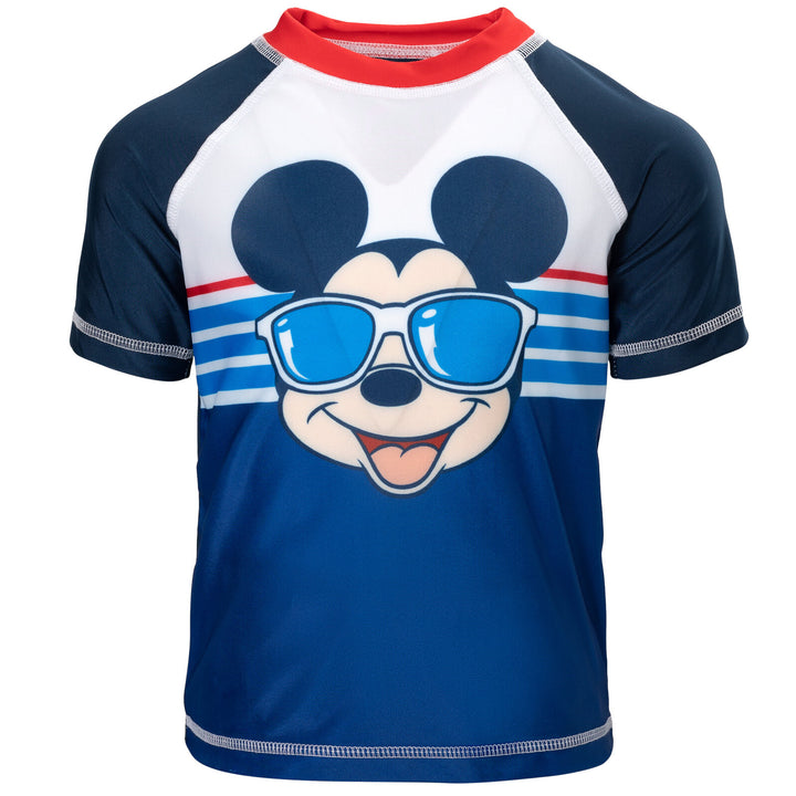 Disney Mickey Mouse 2-Piece Rash Guard and Swim Trunks Set Navy Blue
