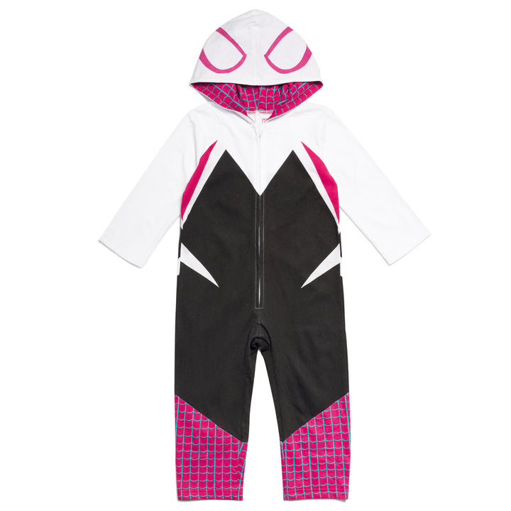 Marvel Spider-Man Girls' Cosplay Hooded One Piece White Ghost
