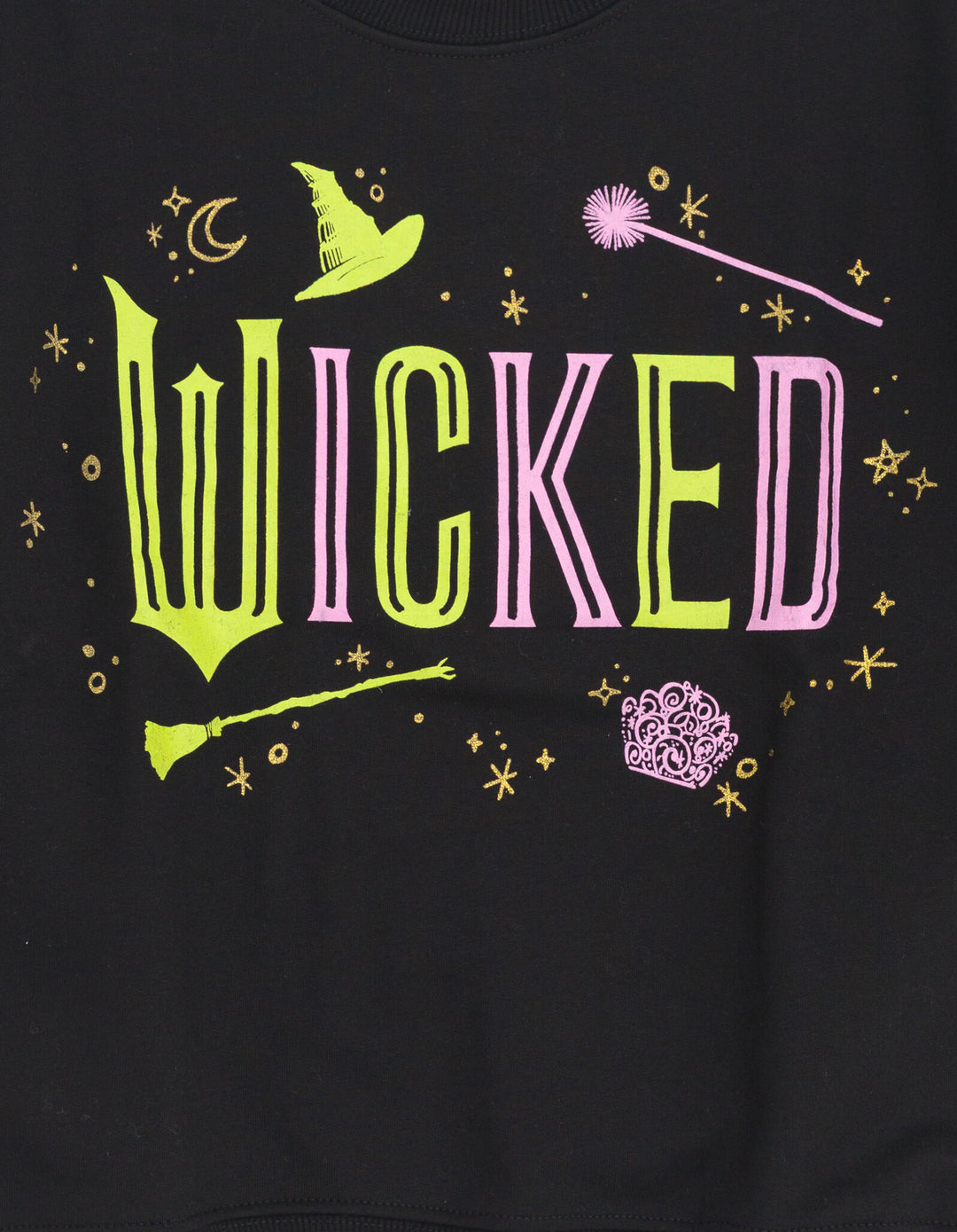 Wicked 2-Piece Fleece Sweatshirt and Flare Leggings Set Black Neon Sparkle