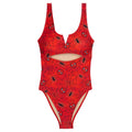 Marvel Spider-Man Women's Cut-Out One-Piece Swimsuit Red