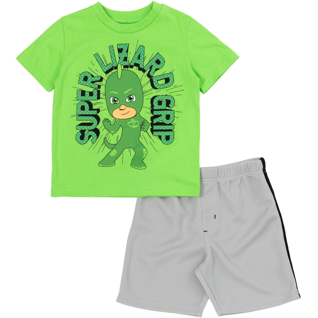PJ Masks Gekko Boys' Athletic 2-Piece T-Shirt and Shorts Set Lime Green