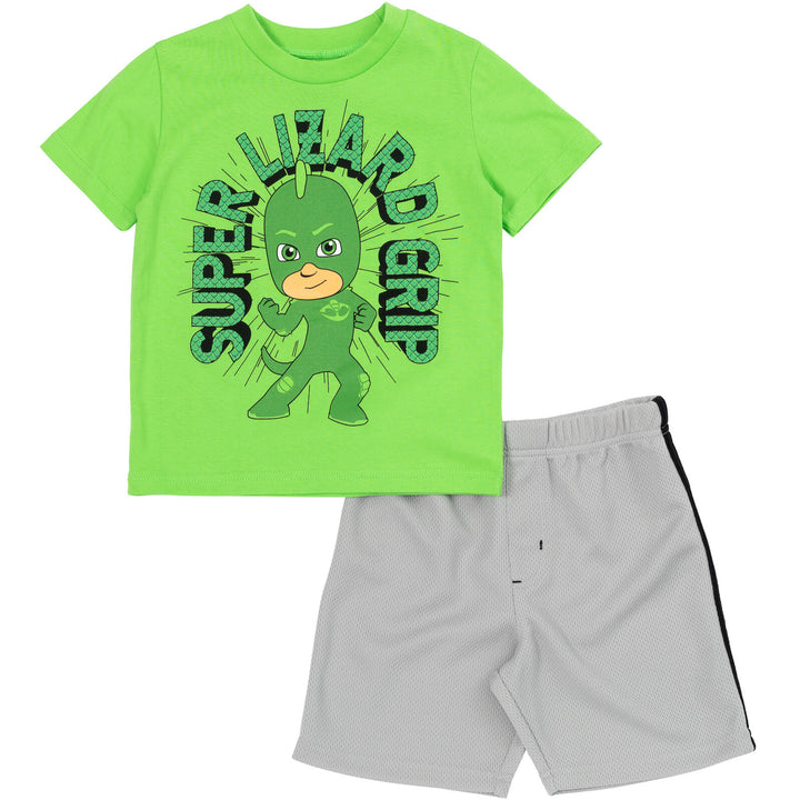 PJ Masks Gekko Boys' Athletic 2-Piece T-Shirt and Shorts Set Lime Green