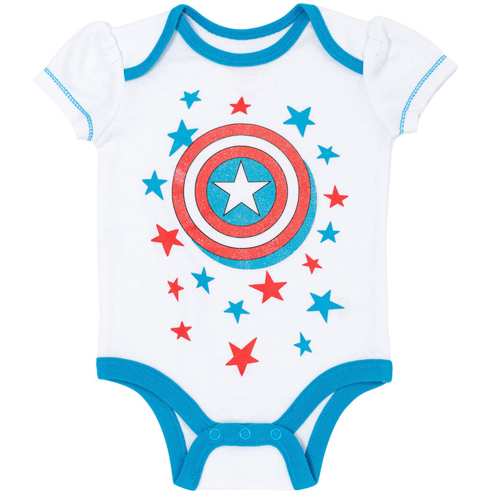 Marvel Avengers Baby Girls' 3-Pack Cosplay Bodysuits and Headband Set Red Blue