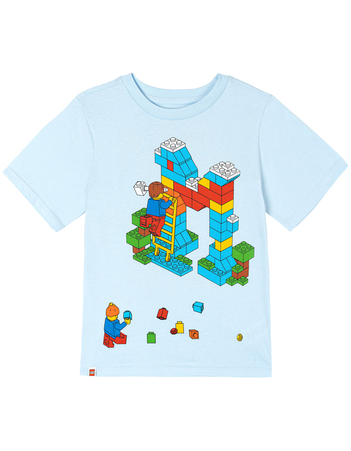 LEGO Boys' Short Sleeve T-Shirt Light Blue Bricks