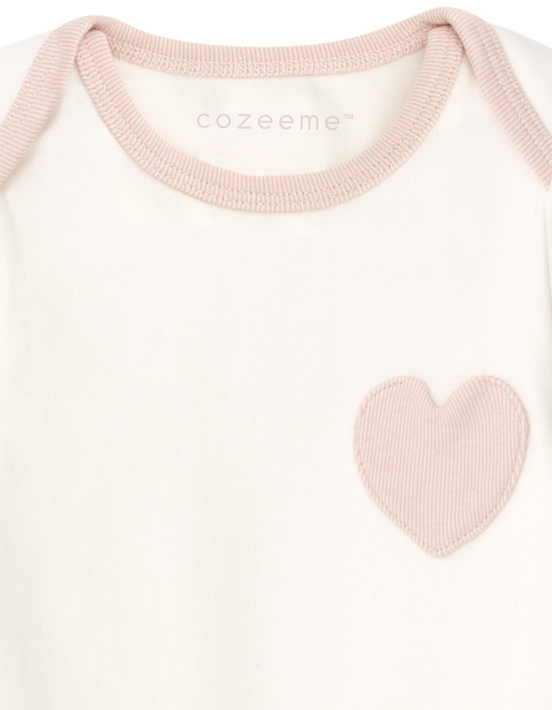 Cozeeme Baby Girls' Footed One Piece Sleep N' Play Ivory Pink Heart