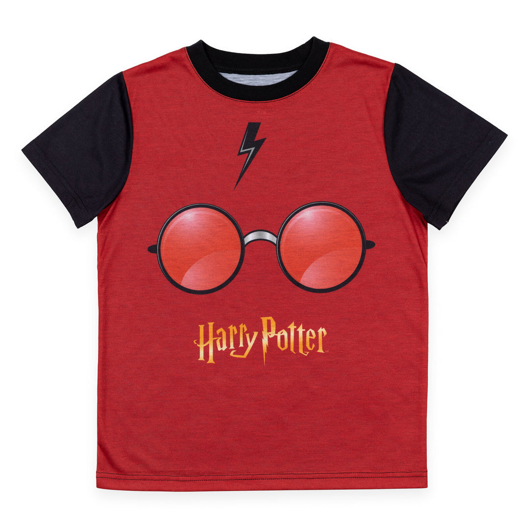 Harry Potter Little Boys' 3-Piece Short Sleeve Pajama Set Red Heather Gray