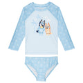 Bluey Girls' Swimwear 2-Piece Rash Guard and Bikini Set Bingo Palm Blue