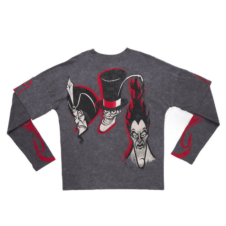 Disney Princess Women's Long Sleeve Layered T-Shirt Charcoal Hades