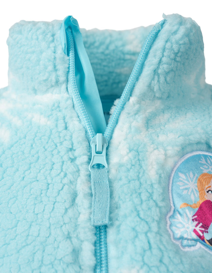 Frozen Girls' Fleece Full-Zip Jacket Light Blue Anna Elsa