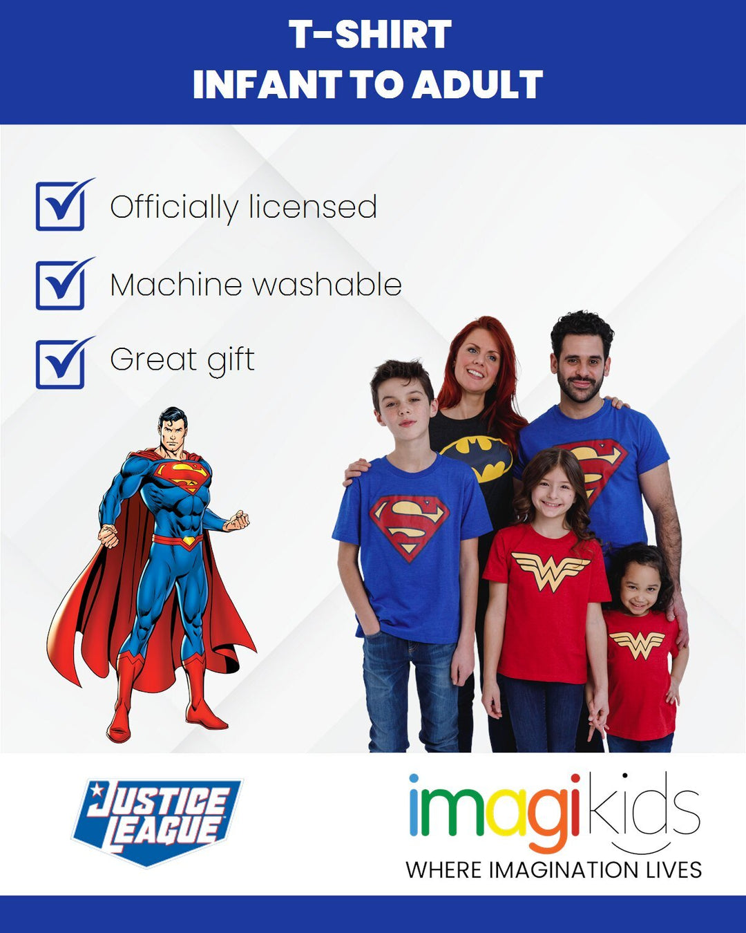 DC Comics Justice League Superman Men's Cosplay T-Shirt Cobalt Blue