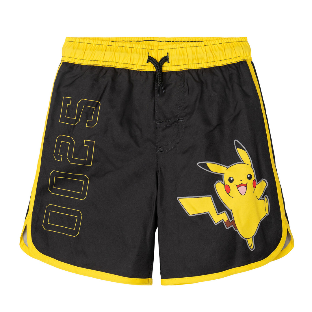 Pokemon Pikachu Boys' Short Sleeve Rash Guard and Swim Trunks Set Yellow Black