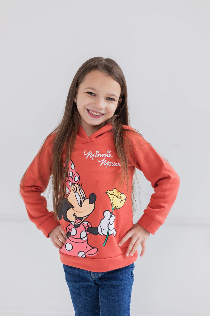 Minnie Mouse Girls' Fleece Hooded Sweatshirt Red