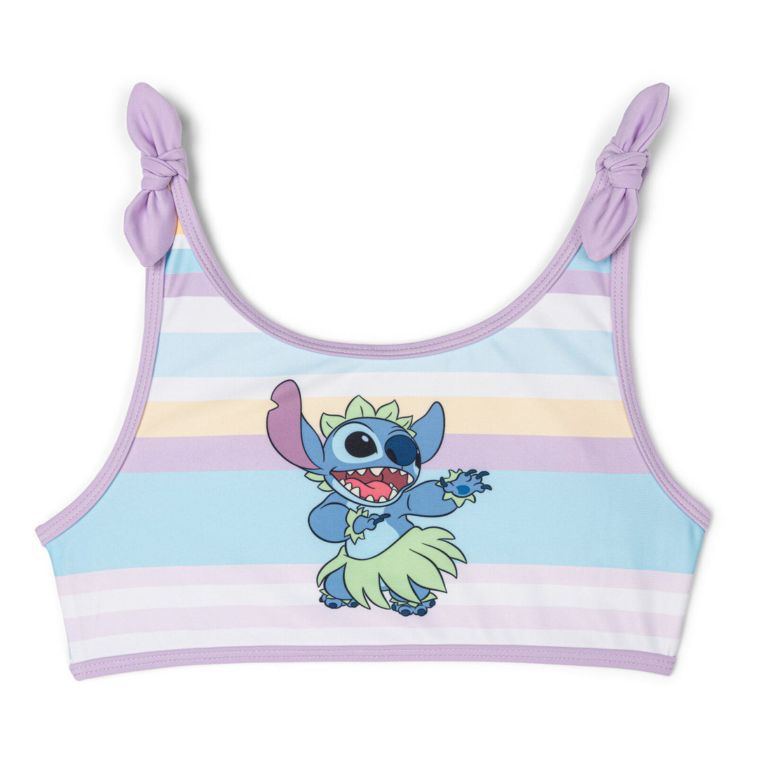 Lilo & Stitch Girls' 2-Piece Swimwear Bikini Top and Bottom Set Purple Stripe