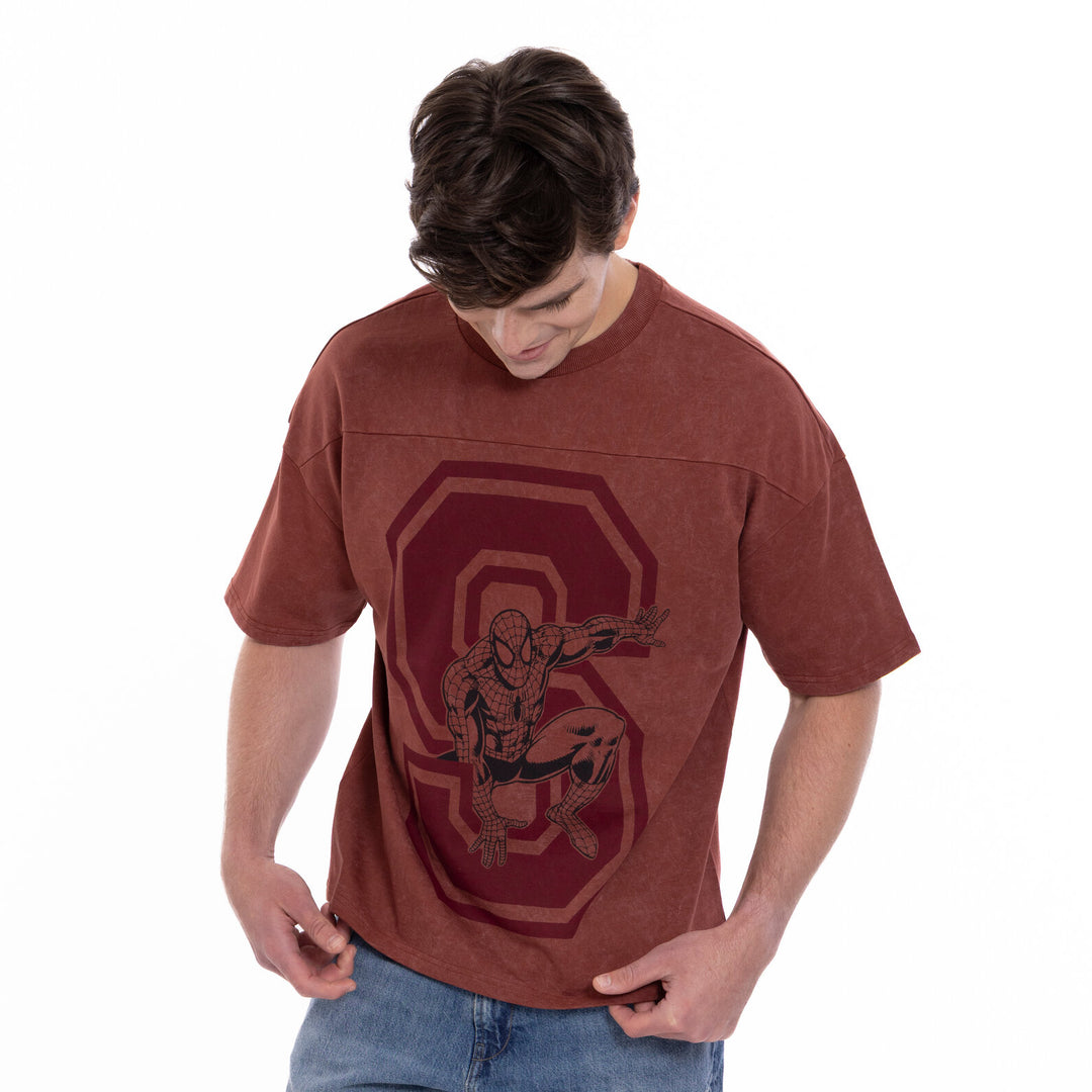 Marvel Spider-Man Men's Short Sleeve T-Shirt Spiderman Rust Red