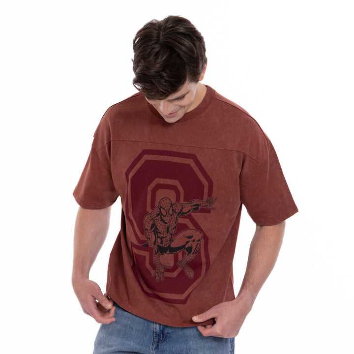 Marvel Spider-Man Men's Short Sleeve T-Shirt Spiderman Rust Red