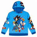 SEGA Sonic the Hedgehog Boys' Athletic Fleece Hooded Sweatshirt Shadow Blue