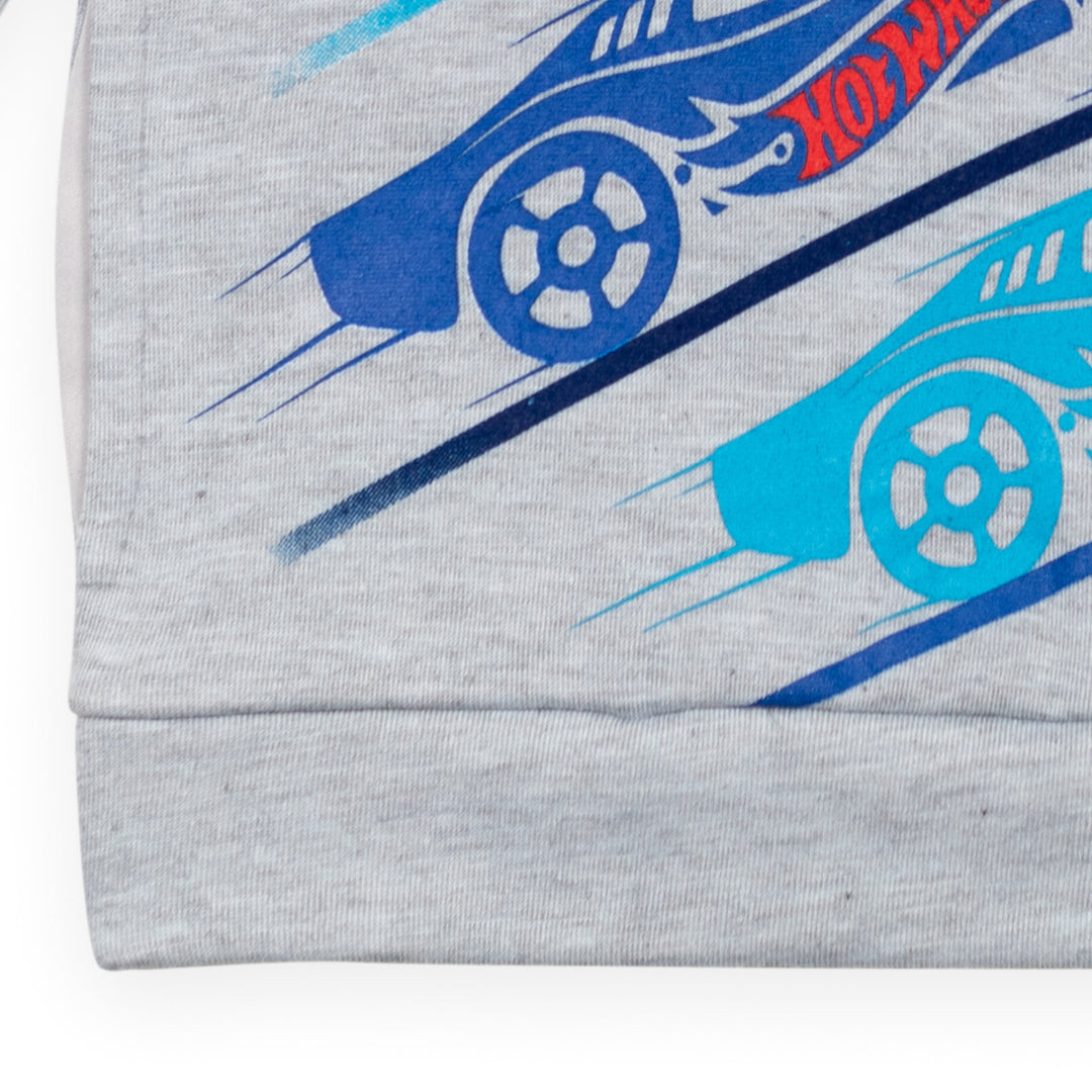 Hot Wheels Toddler Boys' Fleece Hooded Sweatshirt Heather Grey Cars