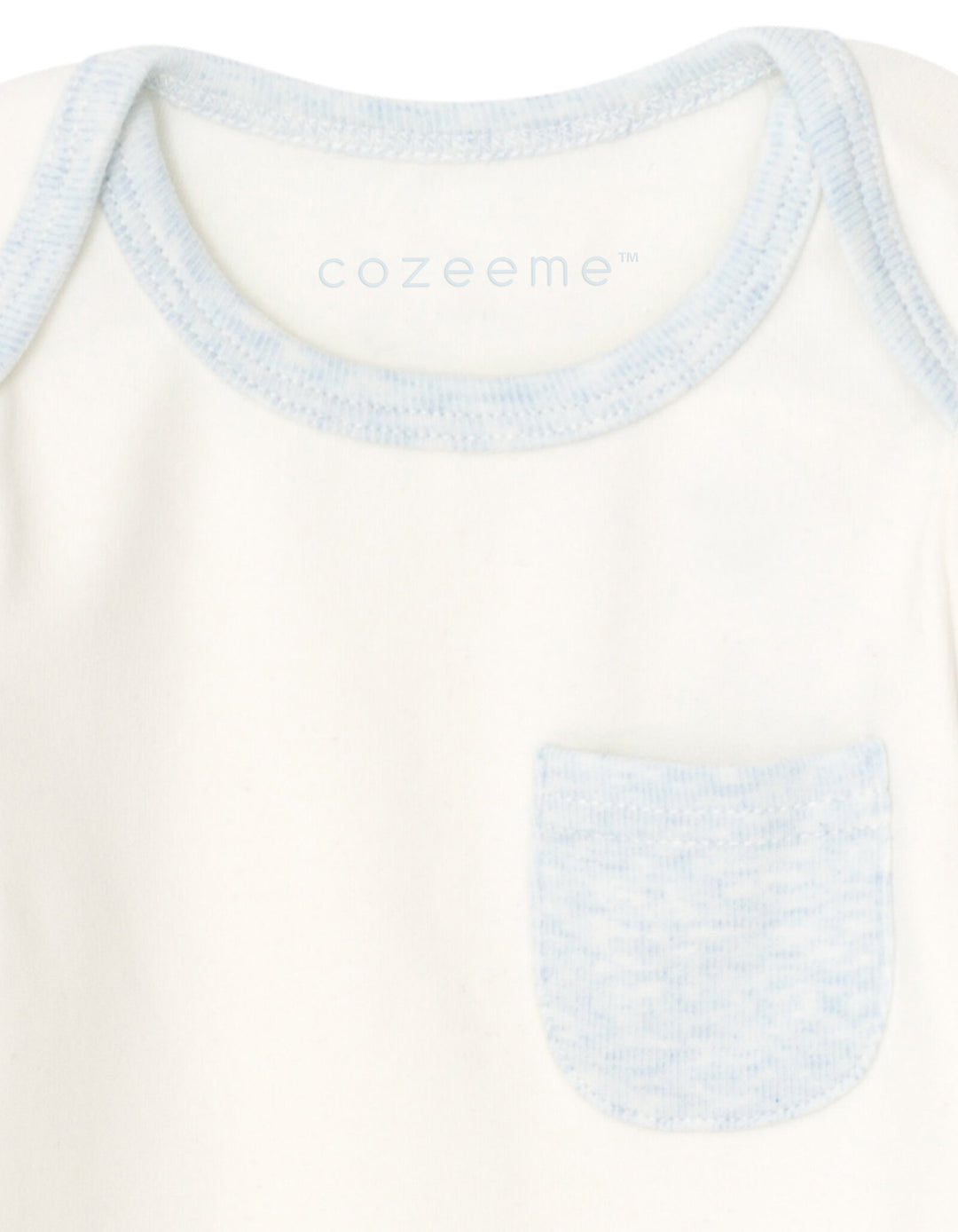 Cozeeme Baby Boy or Girl Footed Sleep N Play Cream Heather Blue