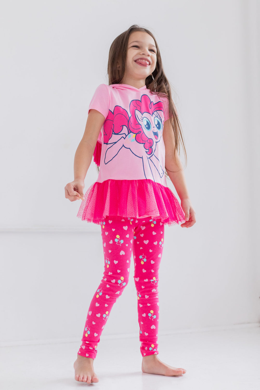 My Little Pony Pinkie Pie Cosplay 2-Piece Hooded T-Shirt and Leggings Set Pink