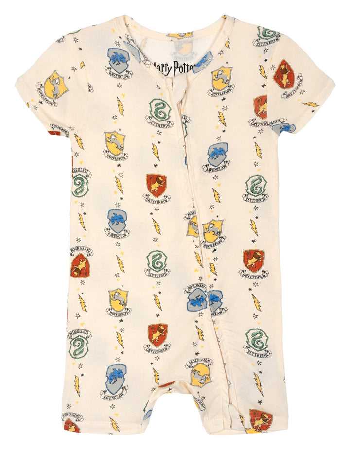 Harry Potter Baby Boys' 2-Pack Zip-Up One Piece Romper Hedwig Red Ivory