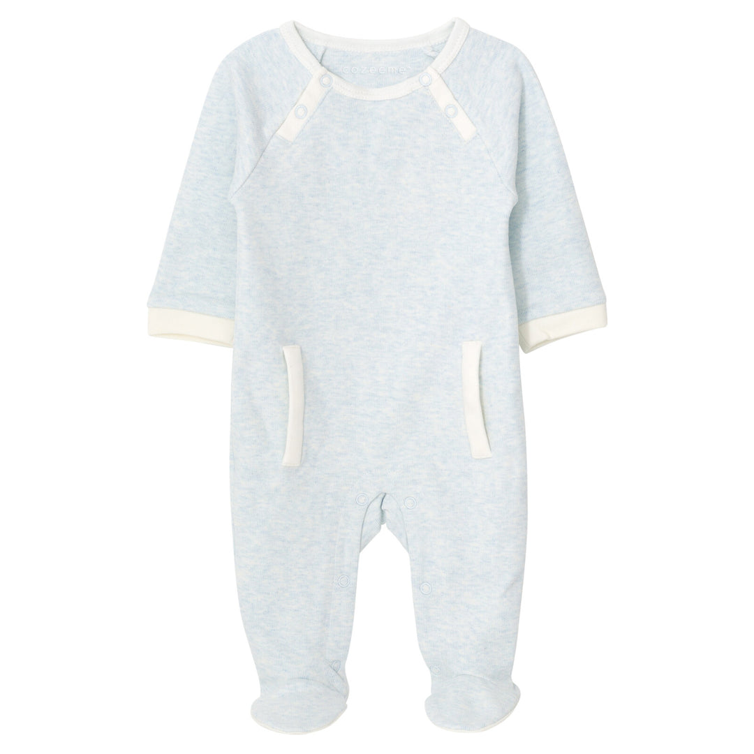 Cozeeme Baby Boy or Girl Footed Sleep N Play Heather Light Blue