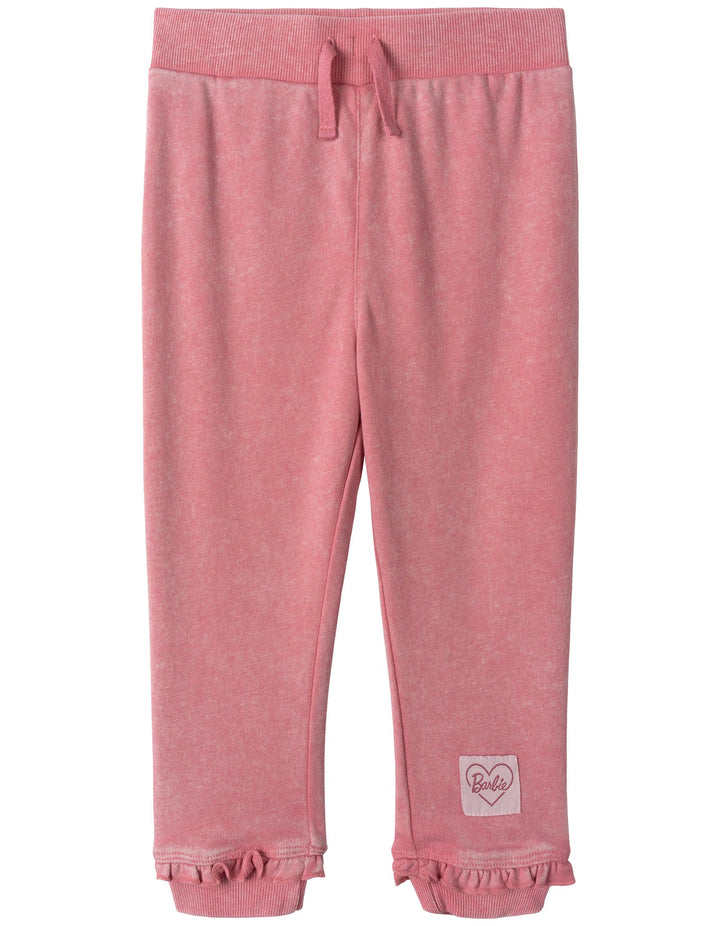 Barbie Girls' 2-Piece Fleece Sweatshirt and Joggers Set Pink Cloud Wash