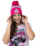Monster Jam Sparkle Smash Women's Knit Beanie Hat Fuchsia