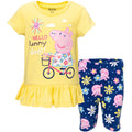 Peppa Pig Girls' 2-Piece T-Shirt and Bike Shorts Set Yellow